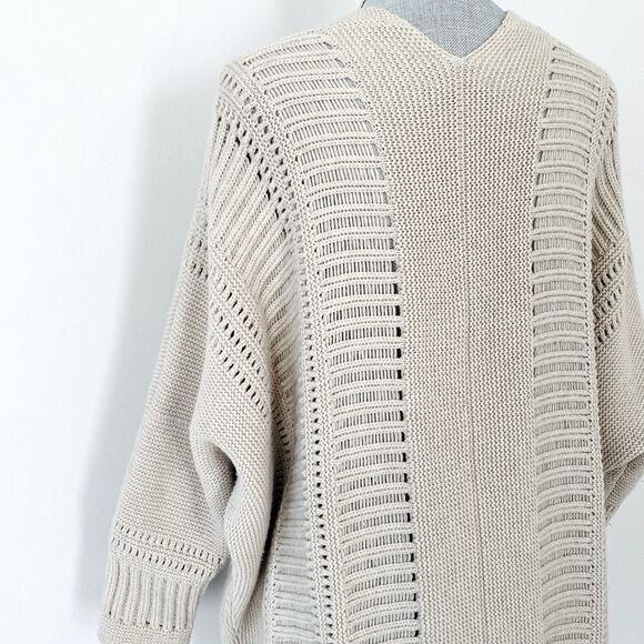 Lafayette 148 New York Tan Open-Front Cardigan Super Oversized S/P Laganlook - Picture 5 of 11